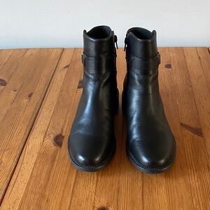 Clarks Black Leather Ankle Booties